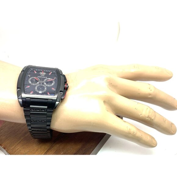 Versace Mens Watch VE6H00623 Swiss Quartz Chronograph Black Dial Stainless Steel - Picture 4 of 13